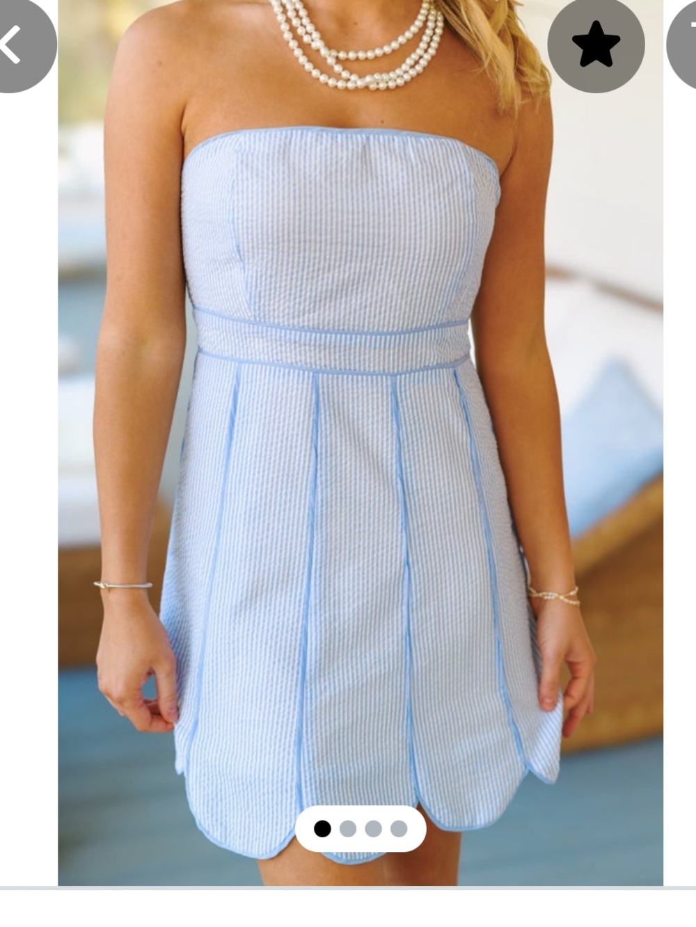 Blue seersucker scalloped dress